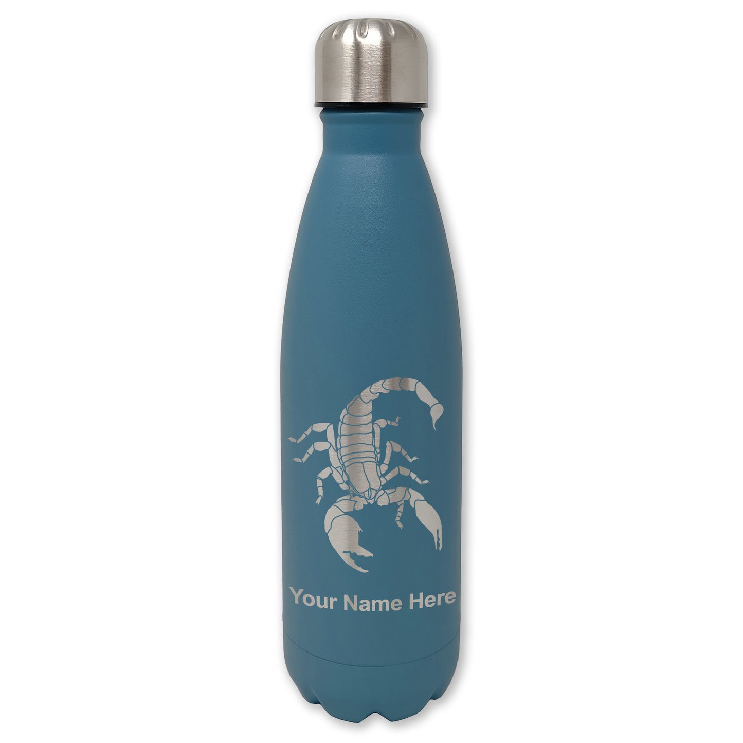 LaserGram Double Wall Water Bottle, Scorpion, Personalized Engraving Included