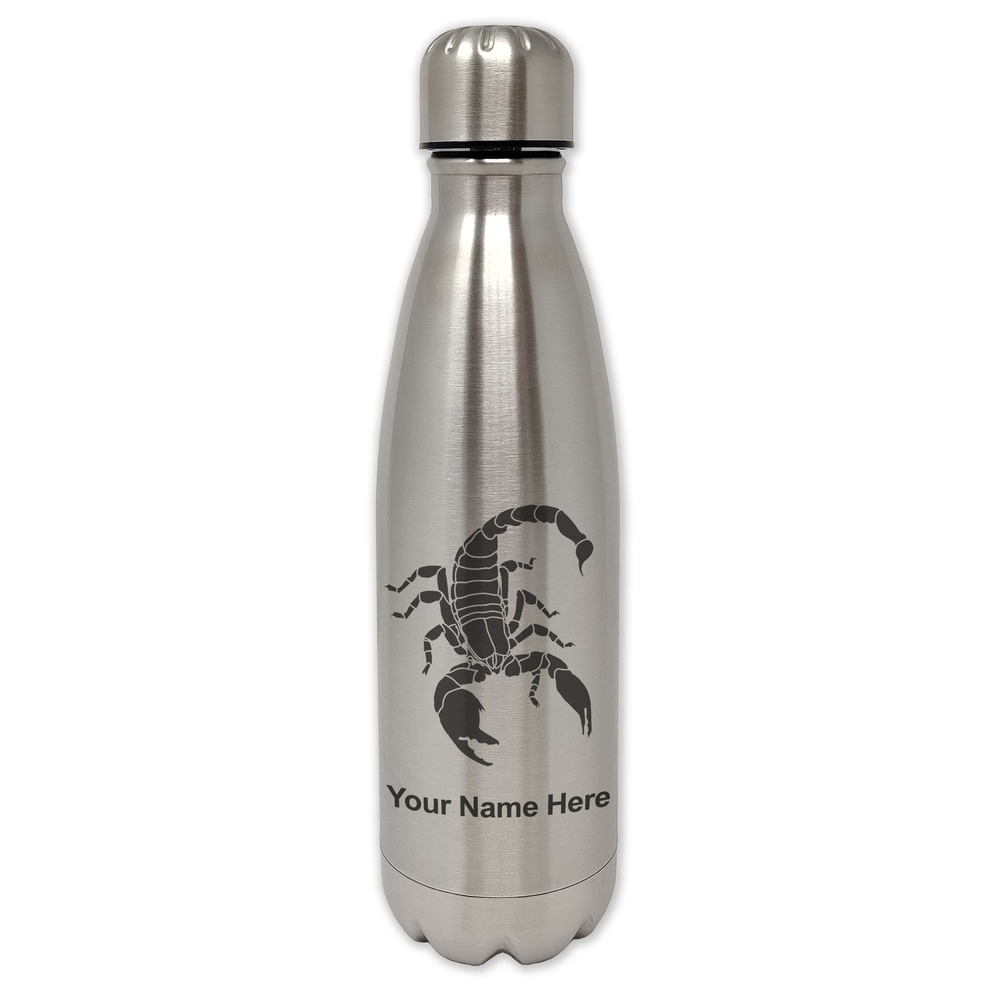 LaserGram Double Wall Water Bottle, Scorpion, Personalized Engraving Included