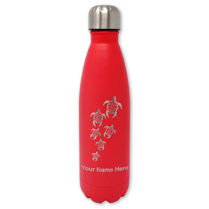 LaserGram Double Wall Water Bottle, Sea Turtle Family, Personalized Engraving Included