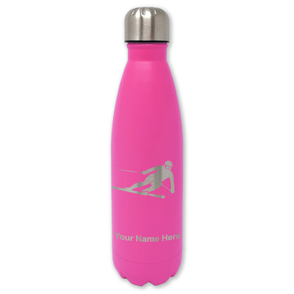 LaserGram Double Wall Water Bottle, Skier Downhill, Personalized Engraving Included