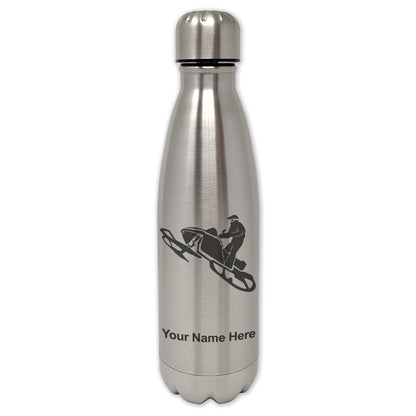 LaserGram Double Wall Water Bottle, Snowmobile, Personalized Engraving Included