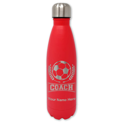LaserGram Double Wall Water Bottle, Soccer Coach, Personalized Engraving Included