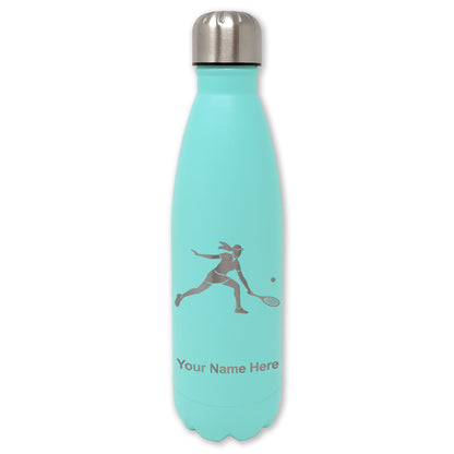 LaserGram Double Wall Water Bottle, Tennis Player Woman, Personalized Engraving Included