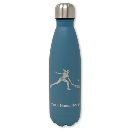 LaserGram Double Wall Water Bottle, Tennis Player Woman, Personalized Engraving Included