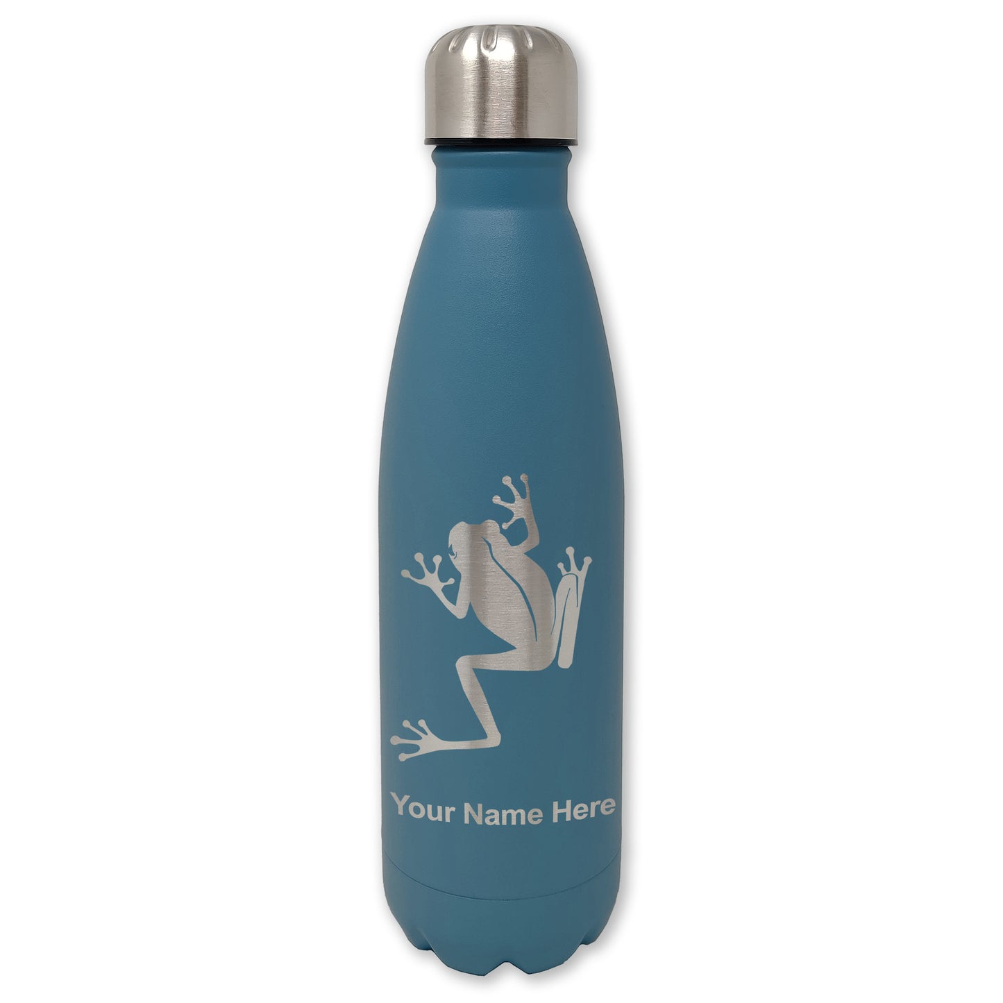 LaserGram Double Wall Water Bottle, Tree Frog, Personalized Engraving Included