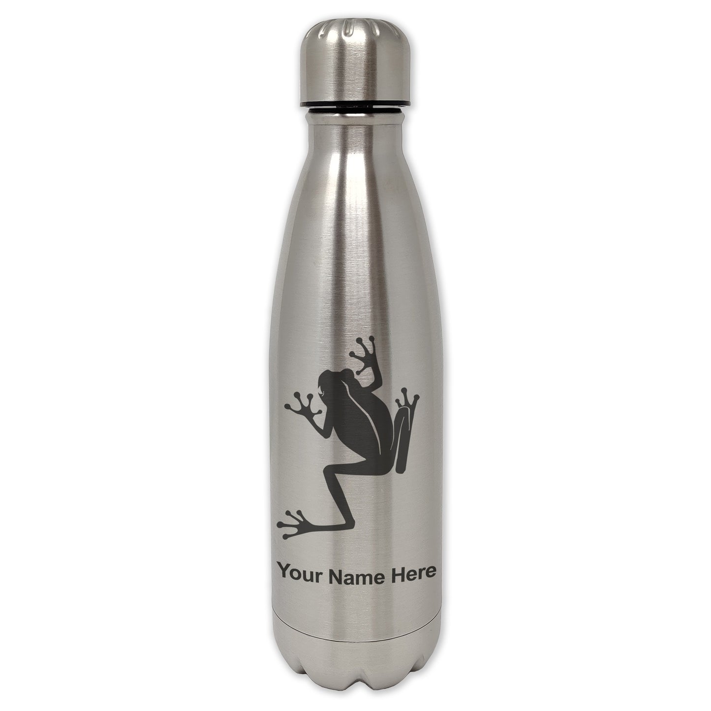 LaserGram Double Wall Water Bottle, Tree Frog, Personalized Engraving Included