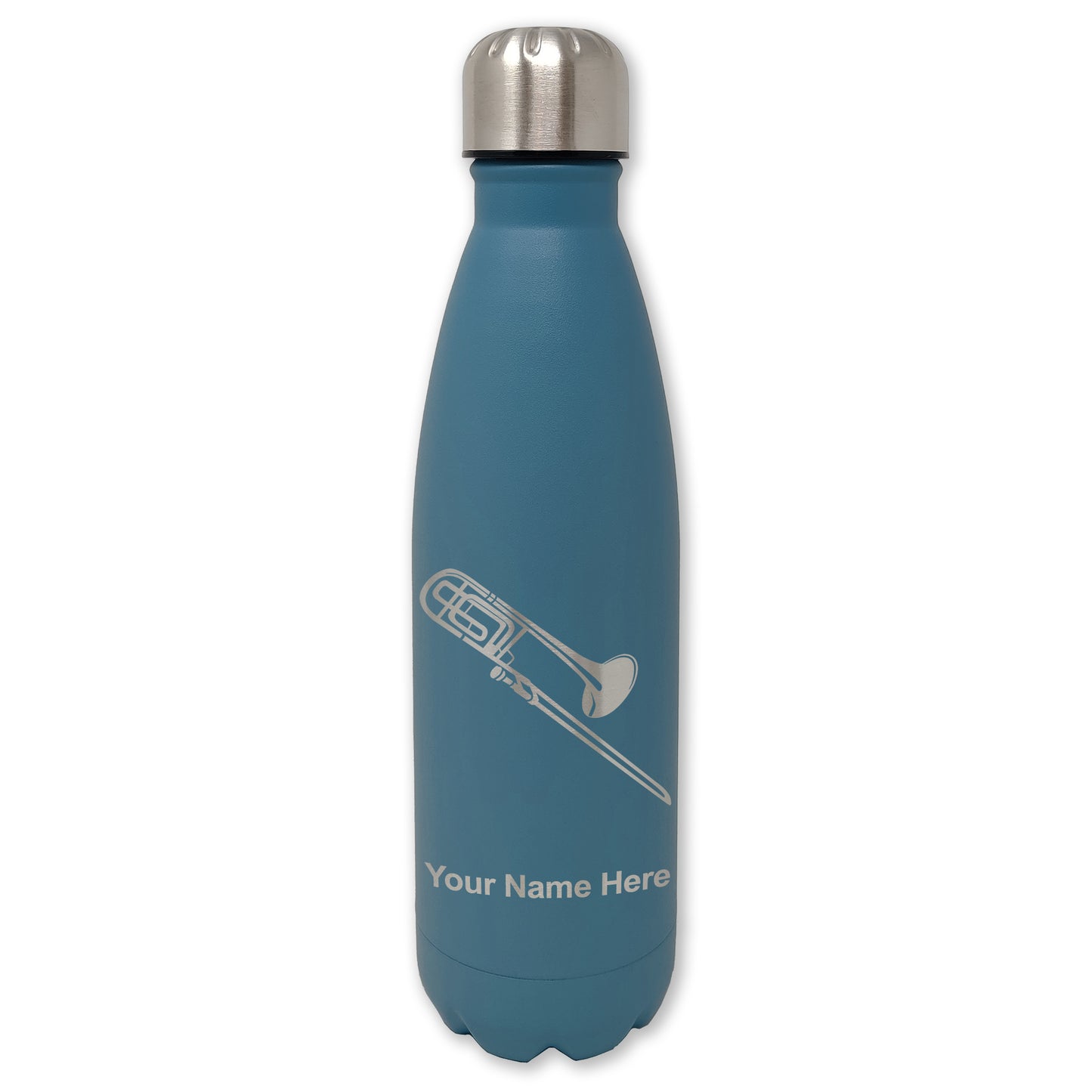 LaserGram Double Wall Water Bottle, Trombone, Personalized Engraving Included