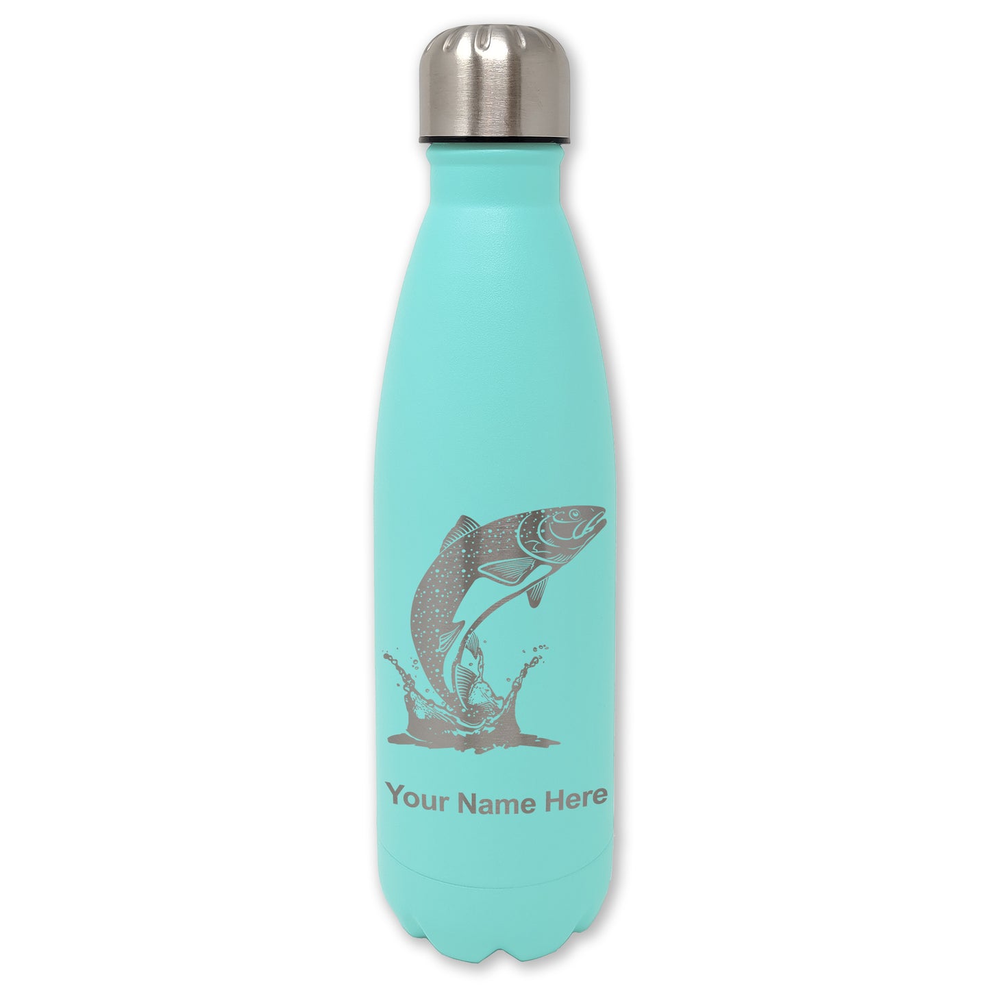 LaserGram Double Wall Water Bottle, Trout Fish, Personalized Engraving Included