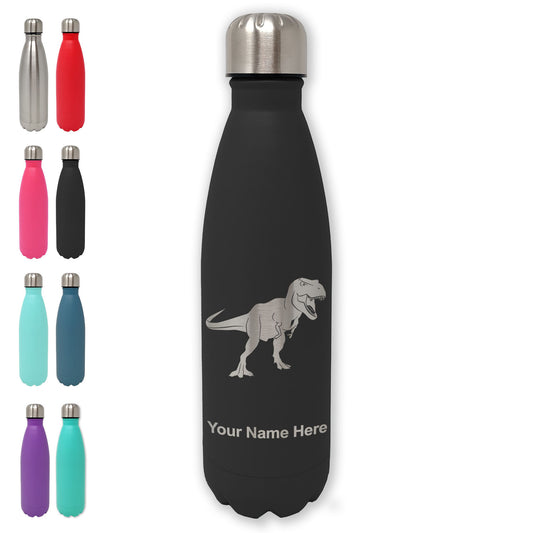 LaserGram Double Wall Water Bottle, Tyrannosaurus Rex Dinosaur, Personalized Engraving Included