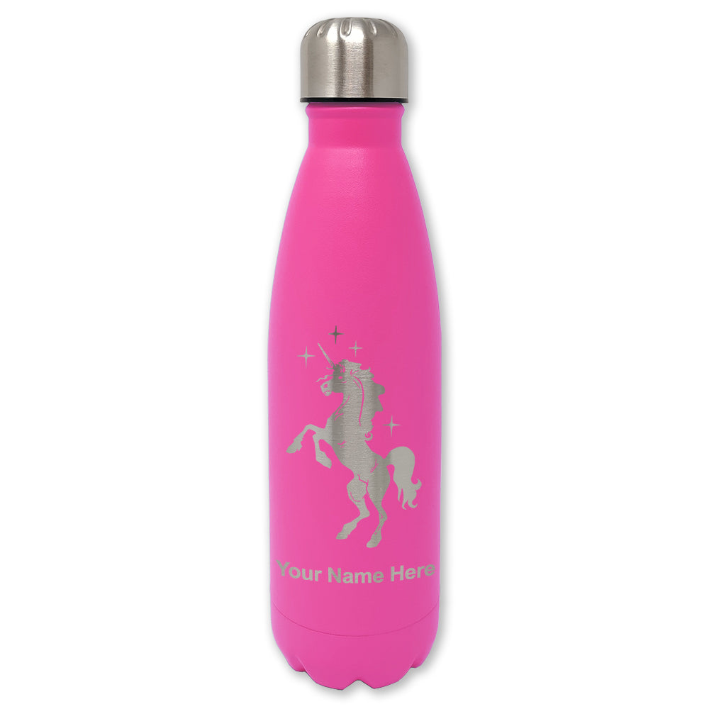 LaserGram Double Wall Water Bottle, Unicorn, Personalized Engraving Included