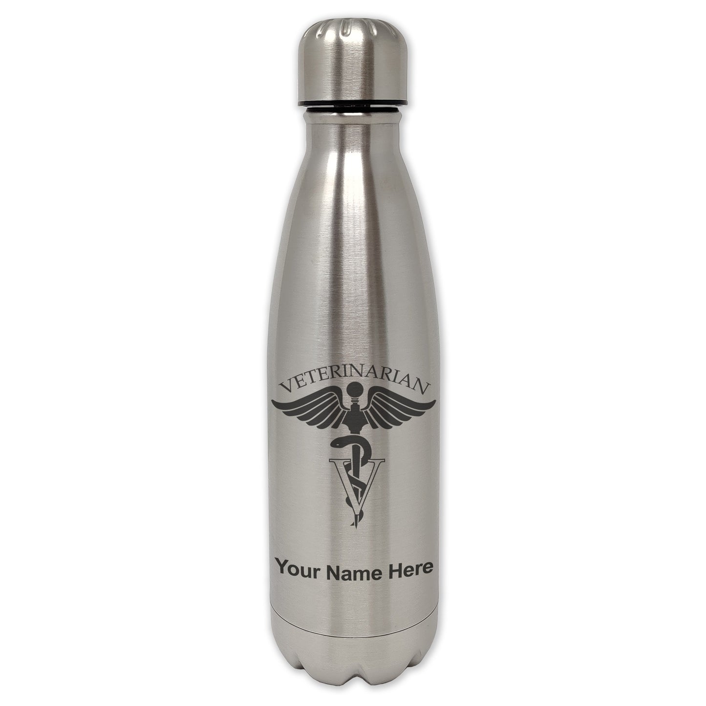 LaserGram Double Wall Water Bottle, Veterinarian, Personalized Engraving Included