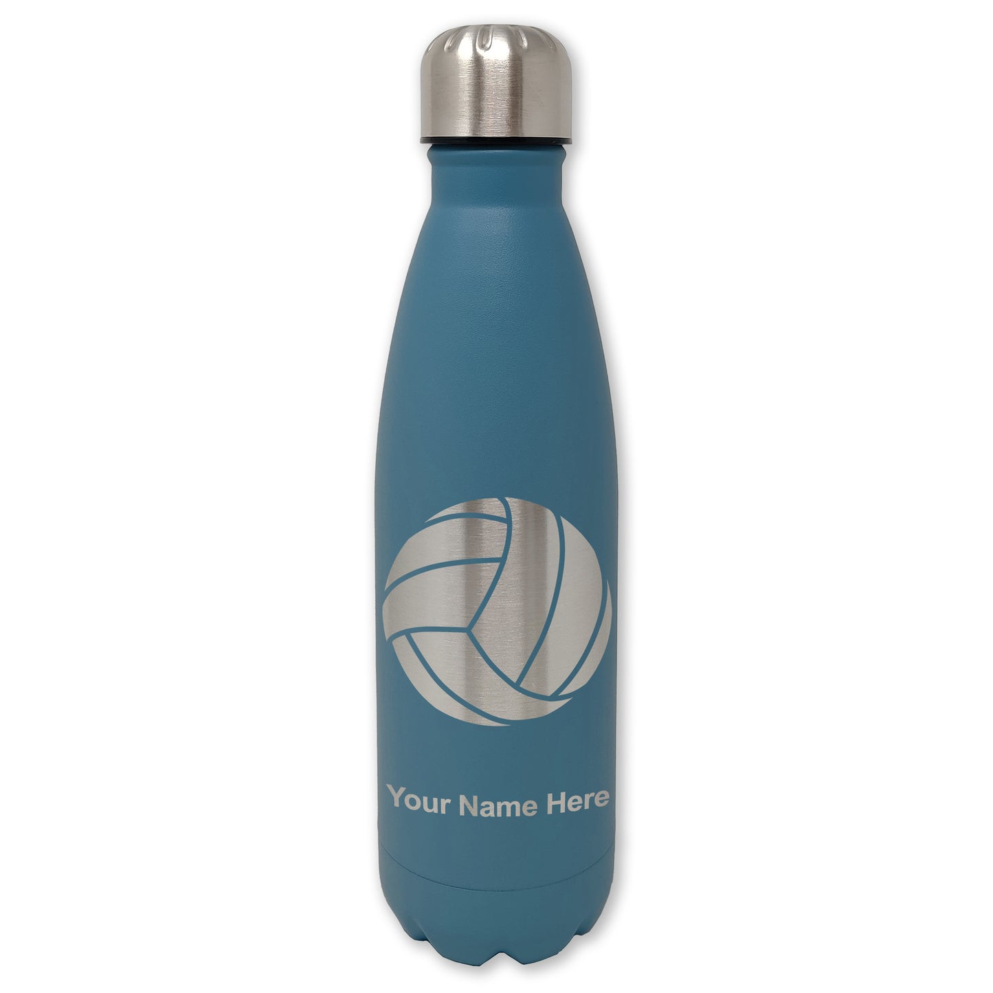LaserGram Double Wall Water Bottle, Volleyball Ball, Personalized Engraving Included