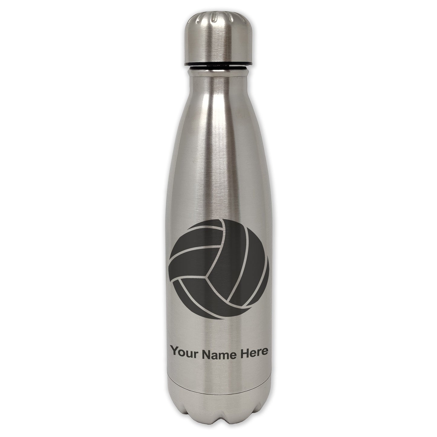 LaserGram Double Wall Water Bottle, Volleyball Ball, Personalized Engraving Included
