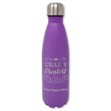 Load image into Gallery viewer, LaserGram Double Wall Water Bottle, World&#39;s Greatest Brother, Personalized Engraving Included
