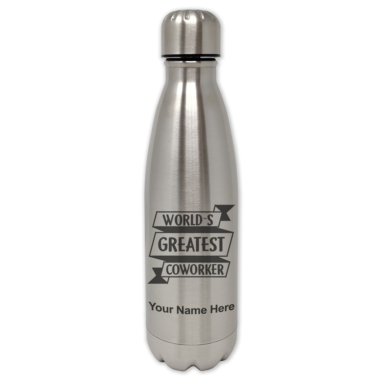 LaserGram Double Wall Water Bottle, World's Greatest Coworker, Personalized Engraving Included