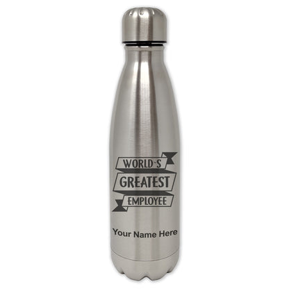 LaserGram Double Wall Water Bottle, World's Greatest Employee, Personalized Engraving Included