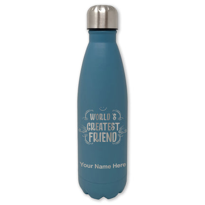 LaserGram Double Wall Water Bottle, World's Greatest Friend, Personalized Engraving Included