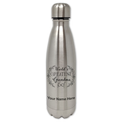 LaserGram Double Wall Water Bottle, World's Greatest Grandma, Personalized Engraving Included