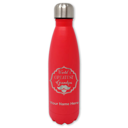 LaserGram Double Wall Water Bottle, World's Greatest Grandpa, Personalized Engraving Included