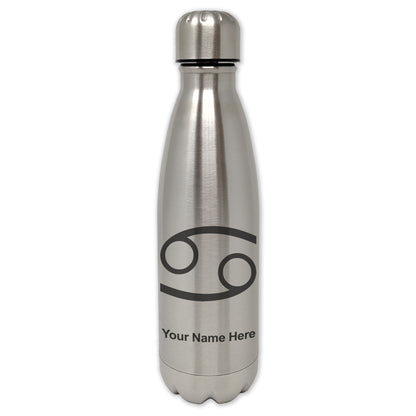 LaserGram Double Wall Water Bottle, Zodiac Sign Cancer, Personalized Engraving Included