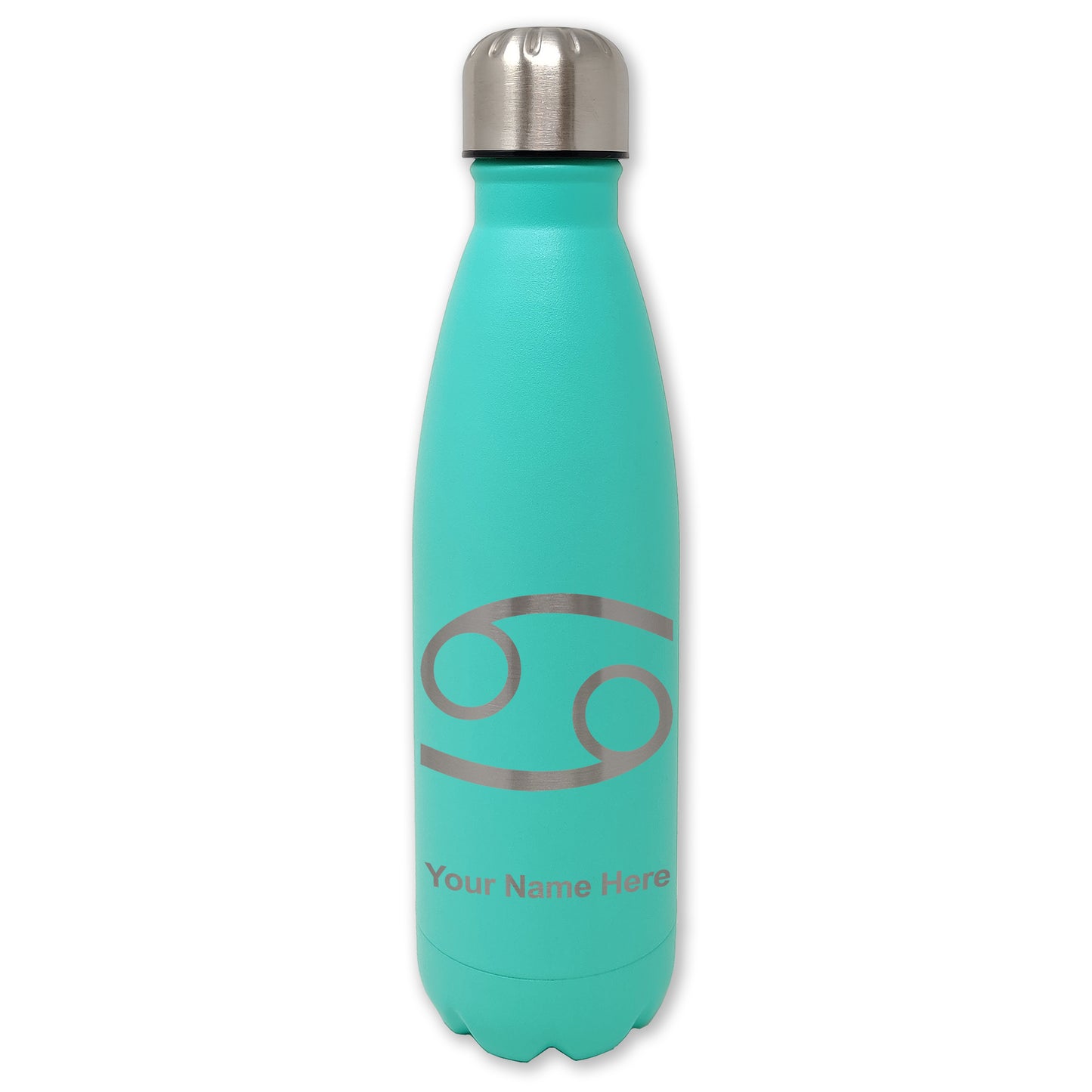LaserGram Double Wall Water Bottle, Zodiac Sign Cancer, Personalized Engraving Included