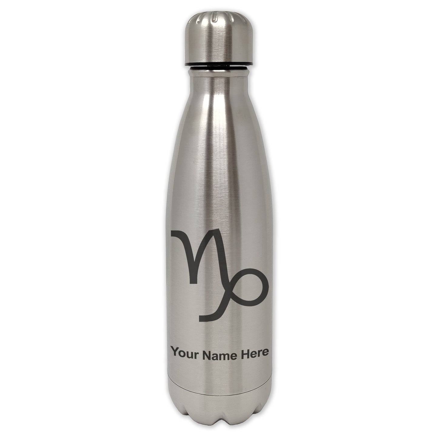 LaserGram Double Wall Water Bottle, Zodiac Sign Capricorn, Personalized Engraving Included