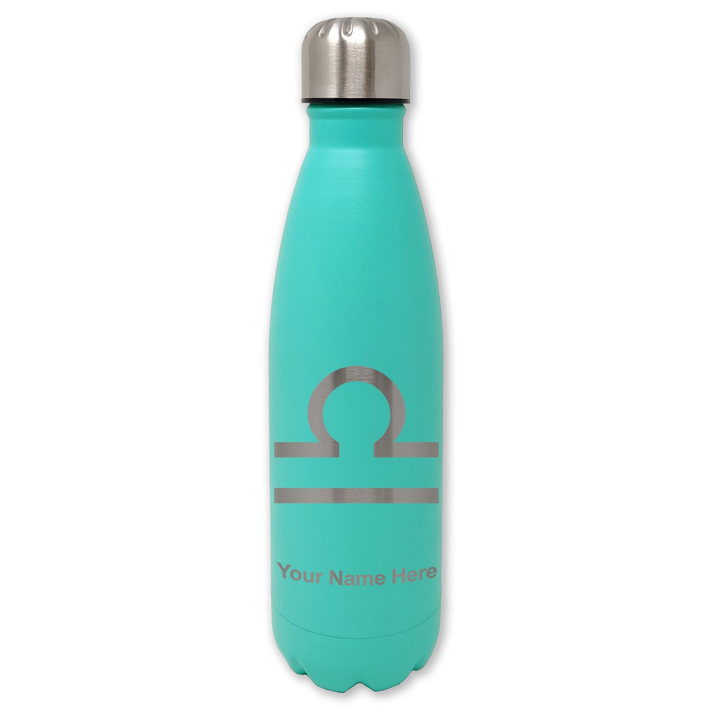LaserGram Double Wall Water Bottle, Zodiac Sign Libra, Personalized Engraving Included