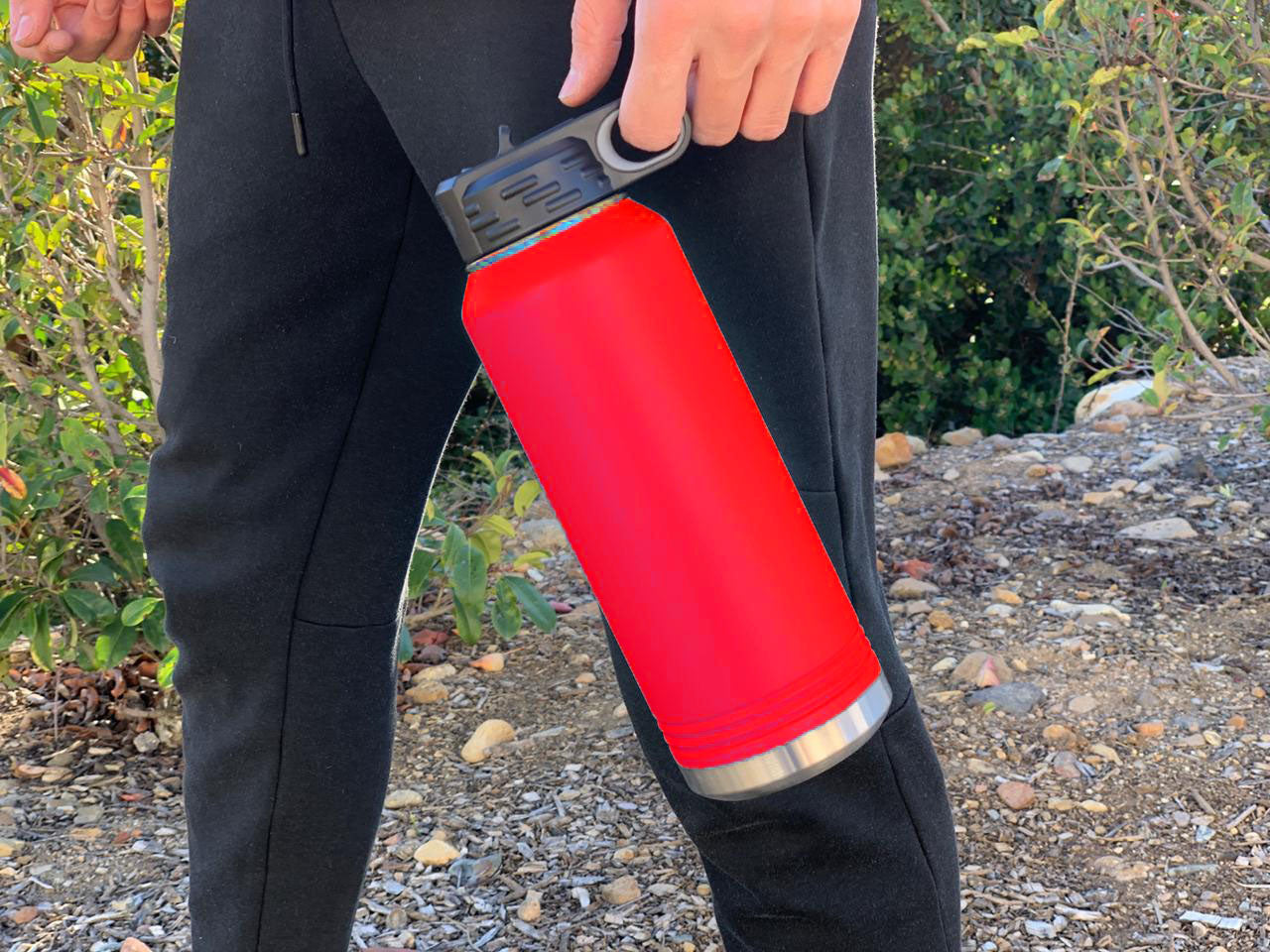 LaserGram 32oz Double Wall Flip Top Water Bottle with Straw, Old Farm Tractor, Personalized Engraving Included