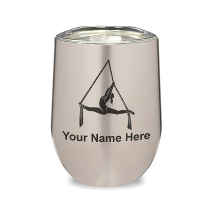 LaserGram Double Wall Stainless Steel Wine Glass, Aerial Silks, Personalized Engraving Included