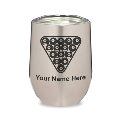 LaserGram Double Wall Stainless Steel Wine Glass, Billiard Balls, Personalized Engraving Included
