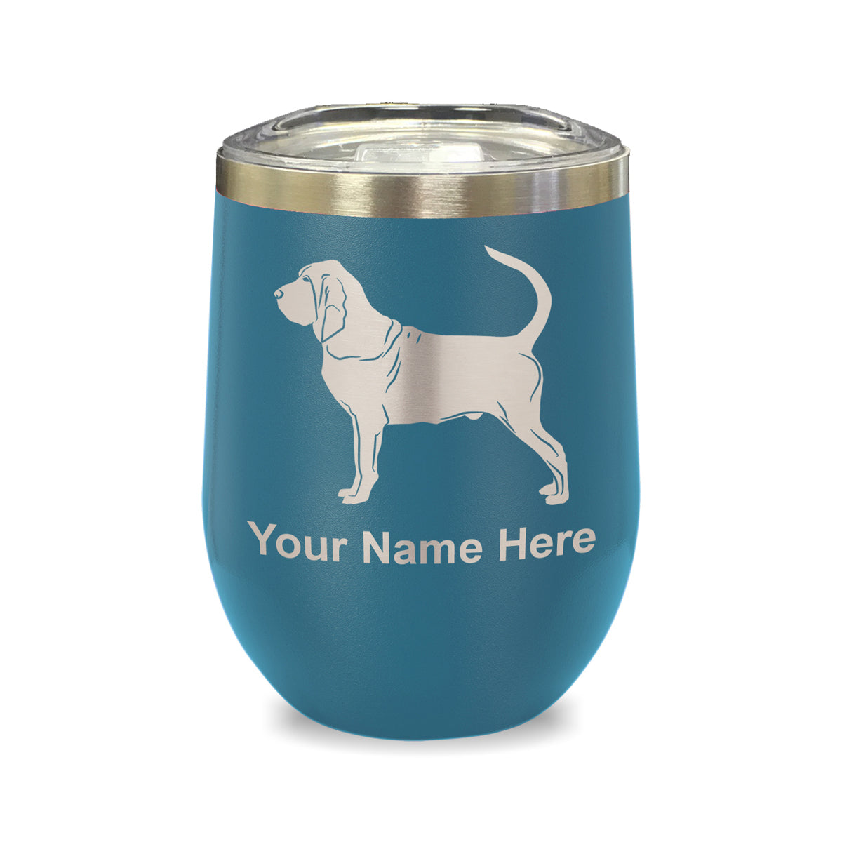 LaserGram Double Wall Stainless Steel Wine Glass, Bloodhound Dog, Personalized Engraving Included