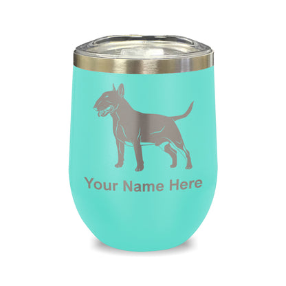 LaserGram Double Wall Stainless Steel Wine Glass, Bull Terrier Dog, Personalized Engraving Included