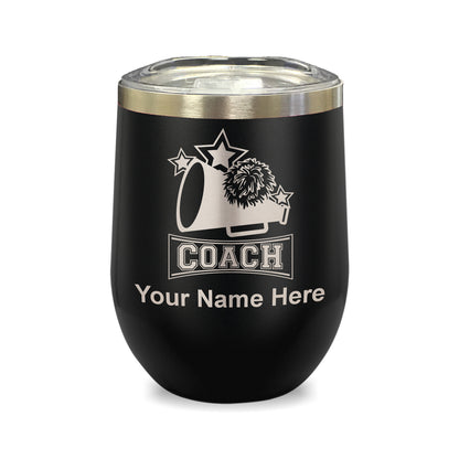 LaserGram Double Wall Stainless Steel Wine Glass, Cheerleading Coach, Personalized Engraving Included