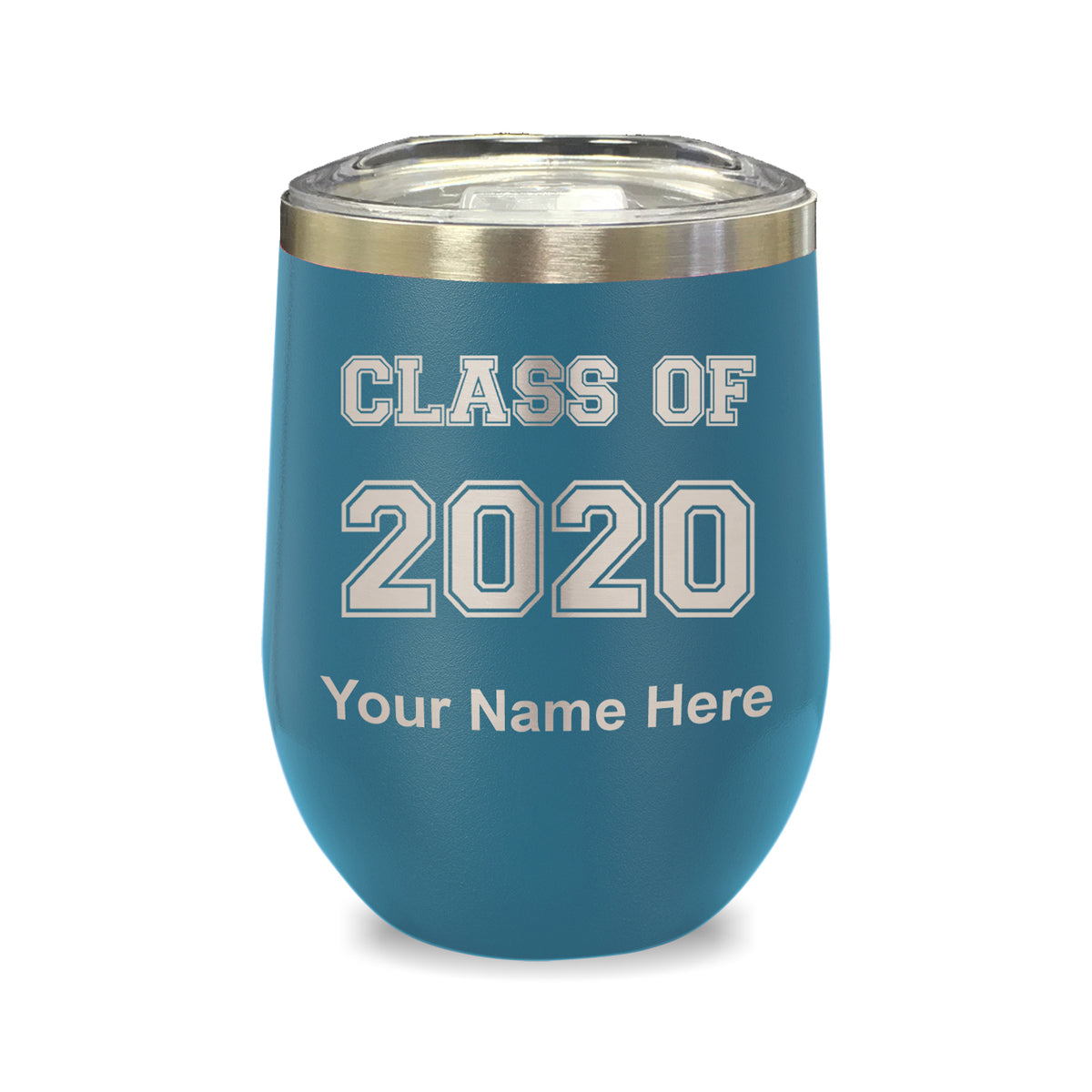 LaserGram Double Wall Stainless Steel Wine Glass, Class of 2020, 2021, 2022, 2023, 2024, 2025, Personalized Engraving Included