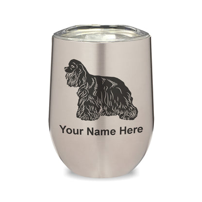 LaserGram Double Wall Stainless Steel Wine Glass, Cocker Spaniel Dog, Personalized Engraving Included