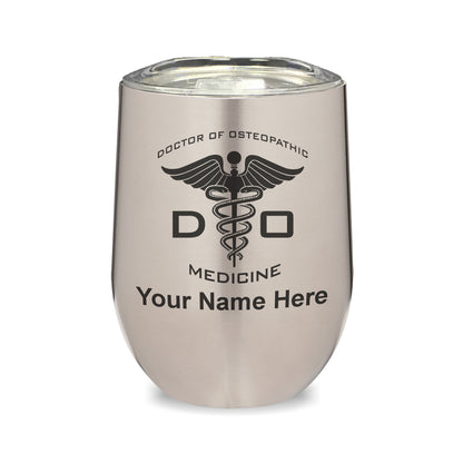 LaserGram Double Wall Stainless Steel Wine Glass, DO Doctor of Osteopathic Medicine, Personalized Engraving Included