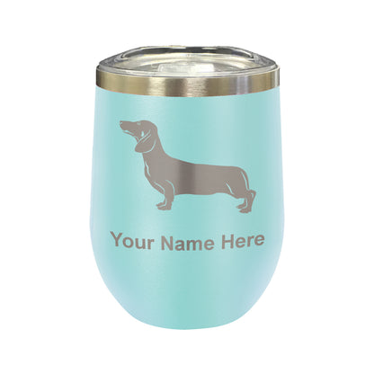 LaserGram Double Wall Stainless Steel Wine Glass, Dachshund Dog, Personalized Engraving Included