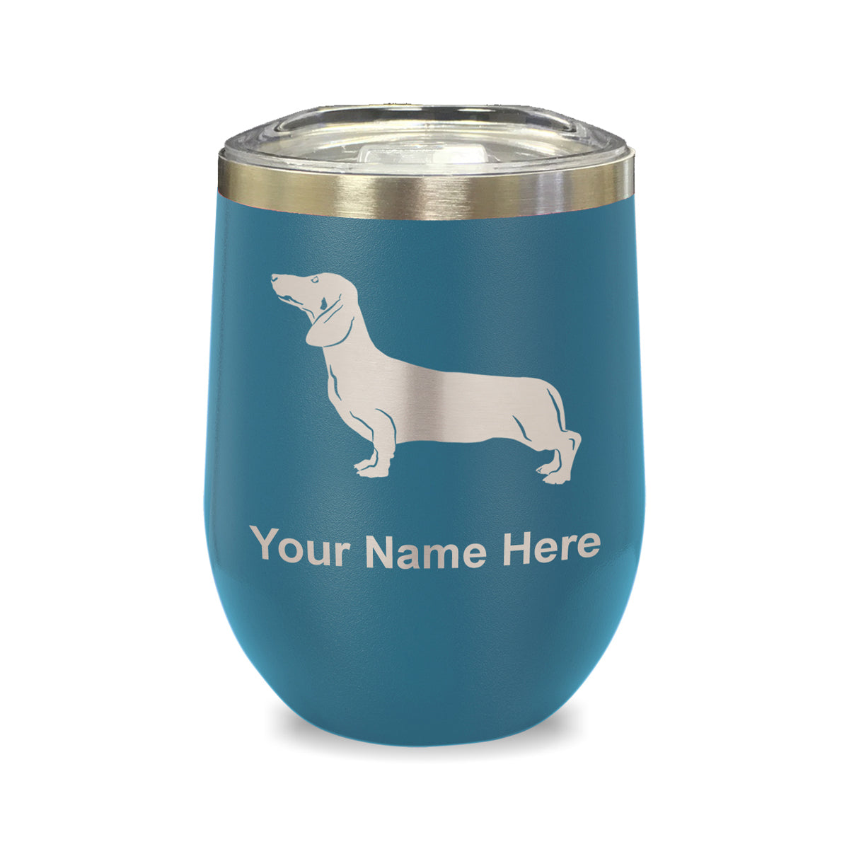 LaserGram Double Wall Stainless Steel Wine Glass, Dachshund Dog, Personalized Engraving Included