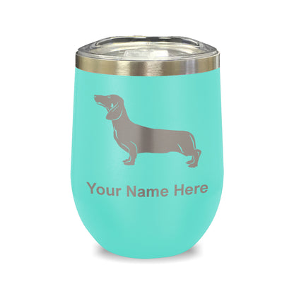 LaserGram Double Wall Stainless Steel Wine Glass, Dachshund Dog, Personalized Engraving Included