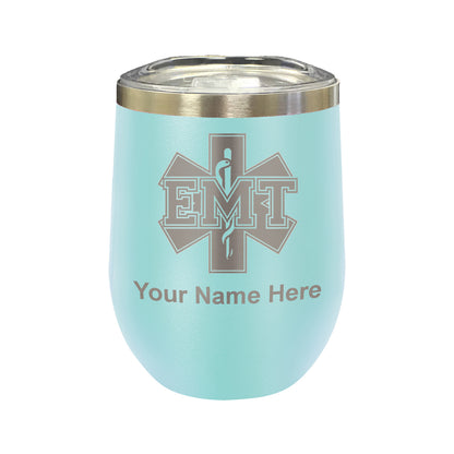 LaserGram Double Wall Stainless Steel Wine Glass, EMT Emergency Medical Technician, Personalized Engraving Included