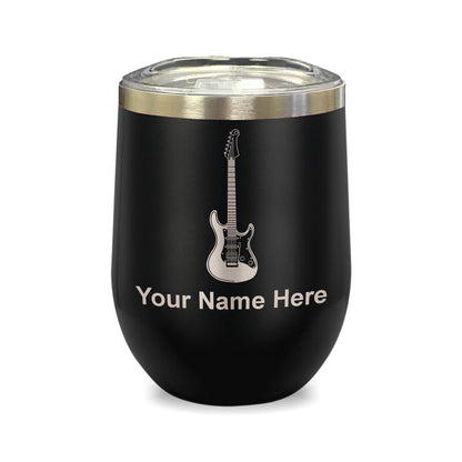 LaserGram Double Wall Stainless Steel Wine Glass, Electric Guitar, Personalized Engraving Included