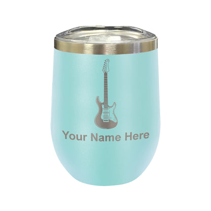 LaserGram Double Wall Stainless Steel Wine Glass, Electric Guitar, Personalized Engraving Included