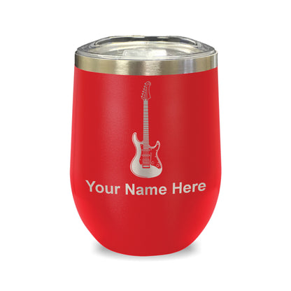 LaserGram Double Wall Stainless Steel Wine Glass, Electric Guitar, Personalized Engraving Included