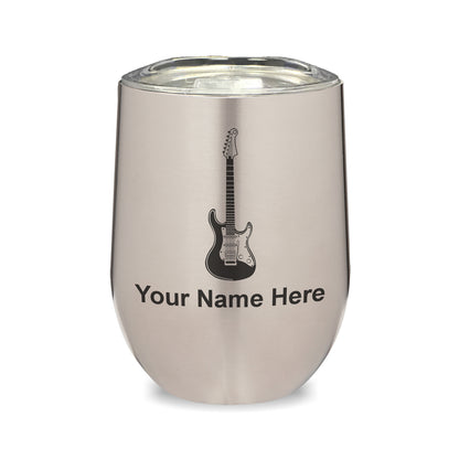 LaserGram Double Wall Stainless Steel Wine Glass, Electric Guitar, Personalized Engraving Included