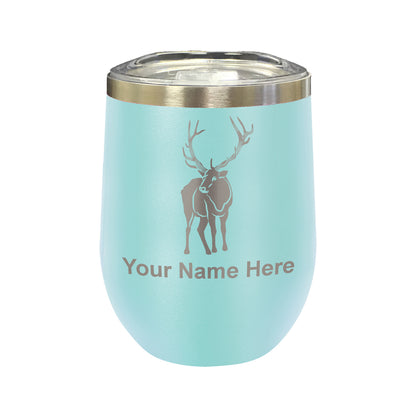 LaserGram Double Wall Stainless Steel Wine Glass, Elk, Personalized Engraving Included