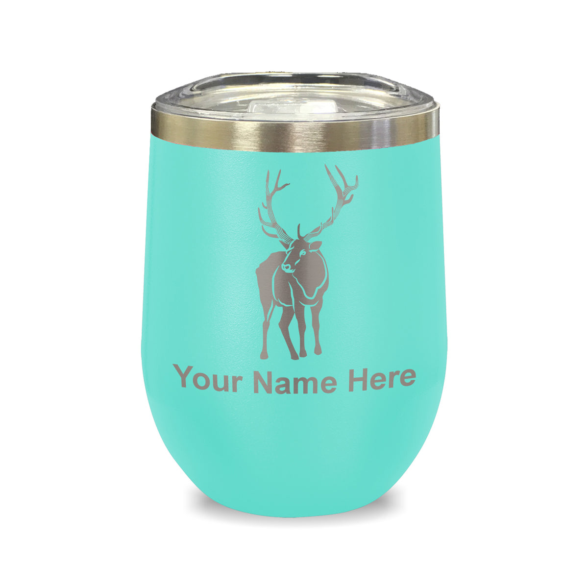 LaserGram Double Wall Stainless Steel Wine Glass, Elk, Personalized Engraving Included