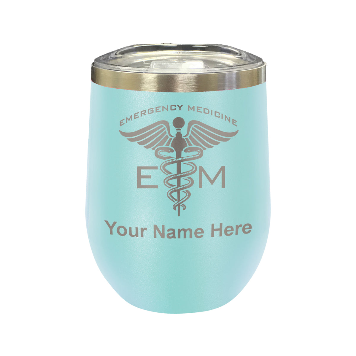 LaserGram Double Wall Stainless Steel Wine Glass, Emergency Medicine, Personalized Engraving Included