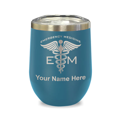 LaserGram Double Wall Stainless Steel Wine Glass, Emergency Medicine, Personalized Engraving Included