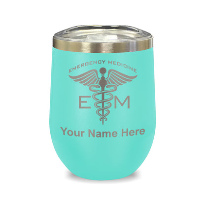 LaserGram Double Wall Stainless Steel Wine Glass, Emergency Medicine, Personalized Engraving Included