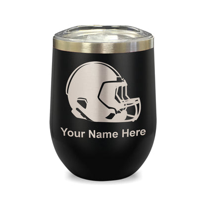 LaserGram Double Wall Stainless Steel Wine Glass, Football Helmet, Personalized Engraving Included